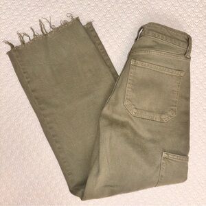 JBD Women’s 24 style DP678 olive green wide leg raw hem jeans
